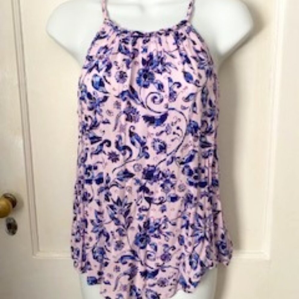GAP Sleeveless Pink and Purple Floral, Flowy Camisole.  Size XS